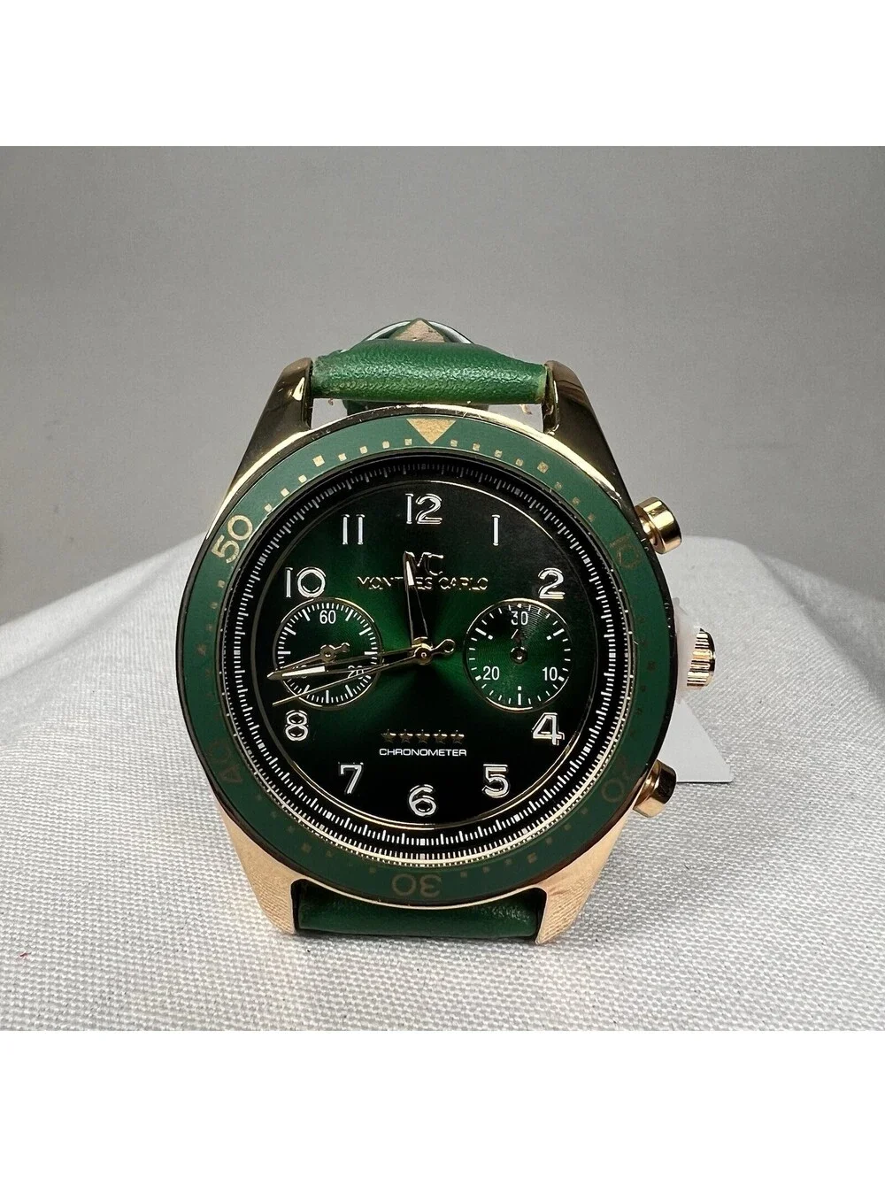Montres Carlo Men's Quartz Chronograph Green Dial 46mm